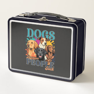 Dogs Because People Suck Retro Dog Art_1 Metal Lunch Box