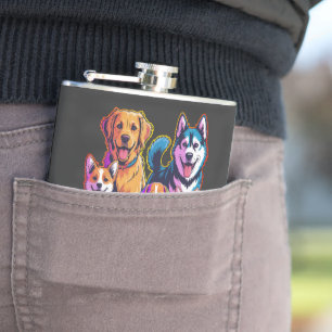 Dogs Before People Funny Dog Lover Quote Design Hip Flask