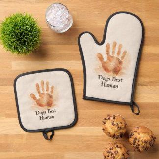 Dogs Best Human Oven Mitt & Pot Holder Set