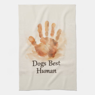 Dogs Best Human Painterly Handprint Kitchen Towel