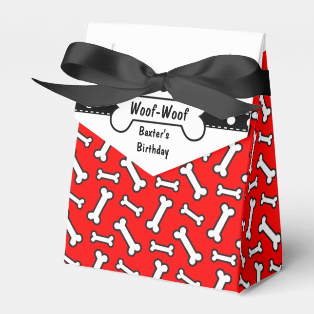 Dog's Birthday Party Dog Bone Party Favours Favour Box (Front Side)