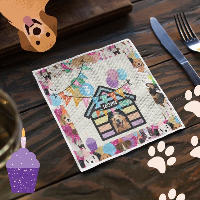 Dog's Birthday Party partyware serviette dog b'day Napkin (Dog party napkin)