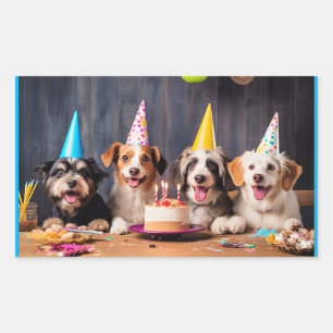 Dogs' Birthday Party Rectangular Sticker
