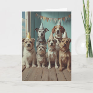 Dogs Birthday Party with Festive Hats Card