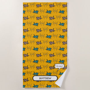 Dogs Bone Graffiti Style Name Choose Colour Beach Beach Towel