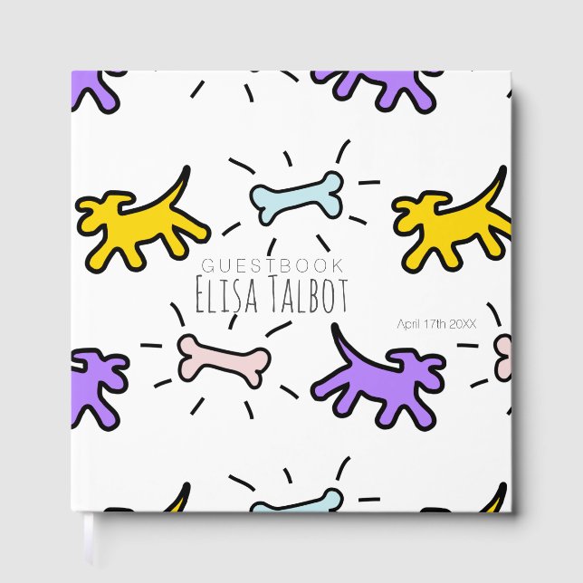 Dogs Bones Graffiti Style Kids Birthday Guest Book (Front)