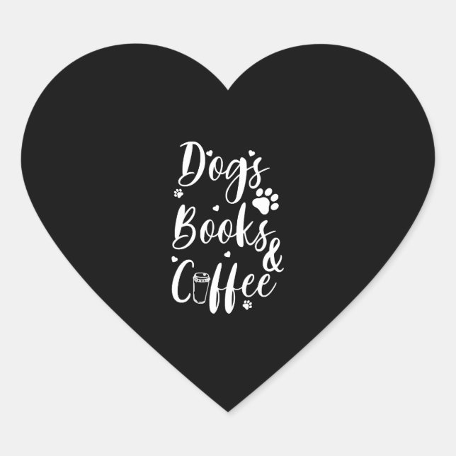 Dogs Books Coffe Dog Lover Book Worm Heart Sticker (Front)