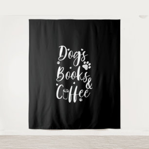 Dogs Books Coffe Dog Lover Book Worm Tapestry