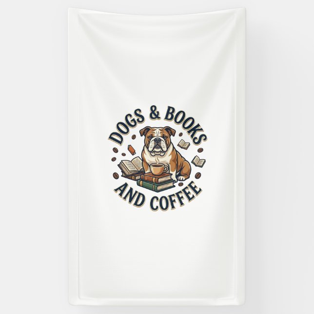 Dogs Books Coffee Bulldog Stack Cup_1 Banner (Vertical)