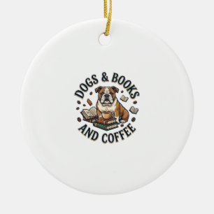 Dogs Books Coffee Bulldog Stack Cup_1 Ceramic Tree Decoration