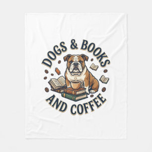 Dogs Books Coffee Bulldog Stack Cup_1 Fleece Blanket