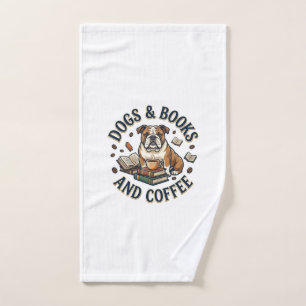 Dogs Books Coffee Bulldog Stack Cup_1 Hand Towel