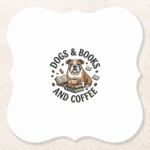 Dogs Books Coffee Bulldog Stack Cup_1 Paper Coaster
