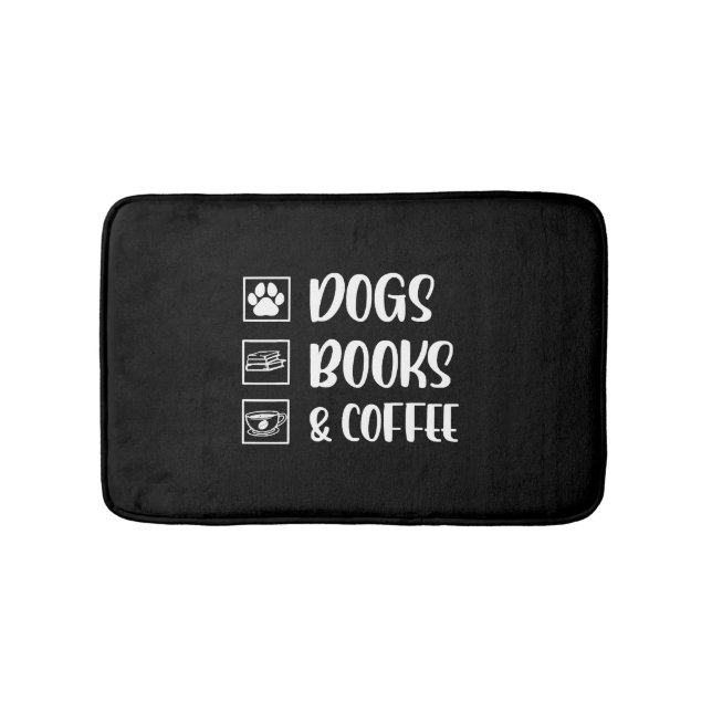 Dogs Books Coffee Funny Dog Bath Mat (Front)