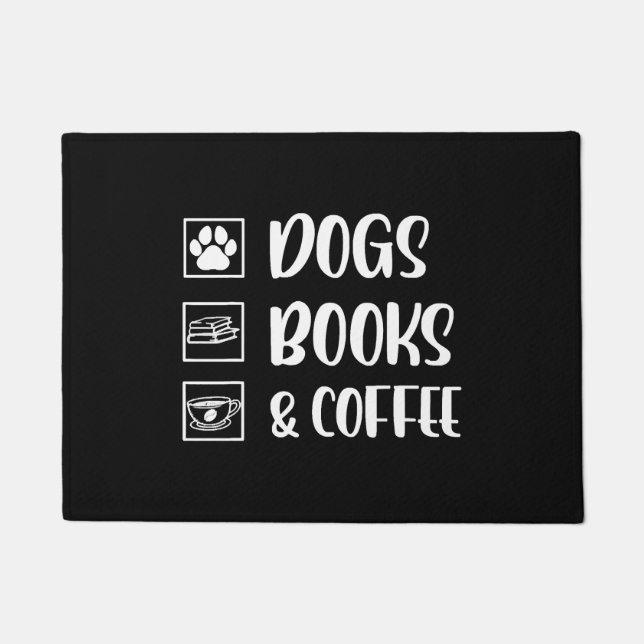 Dogs Books Coffee Funny Dog Doormat (Front)