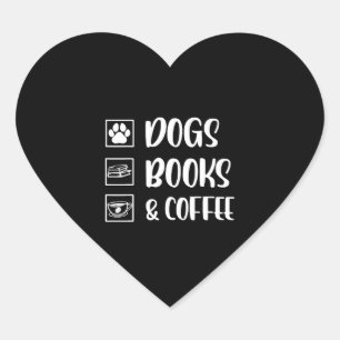 Dogs Books Coffee Funny Dog Heart Sticker
