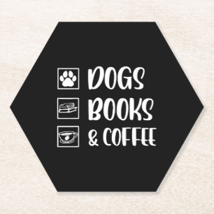 Dogs Books Coffee Funny Dog Paper Coaster