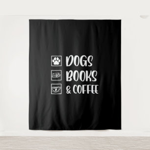 Dogs Books Coffee Funny Dog Tapestry