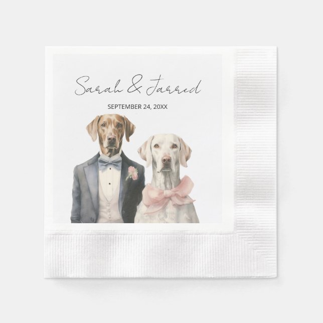 Dogs Bride & Groom Wedding Napkin (Front)