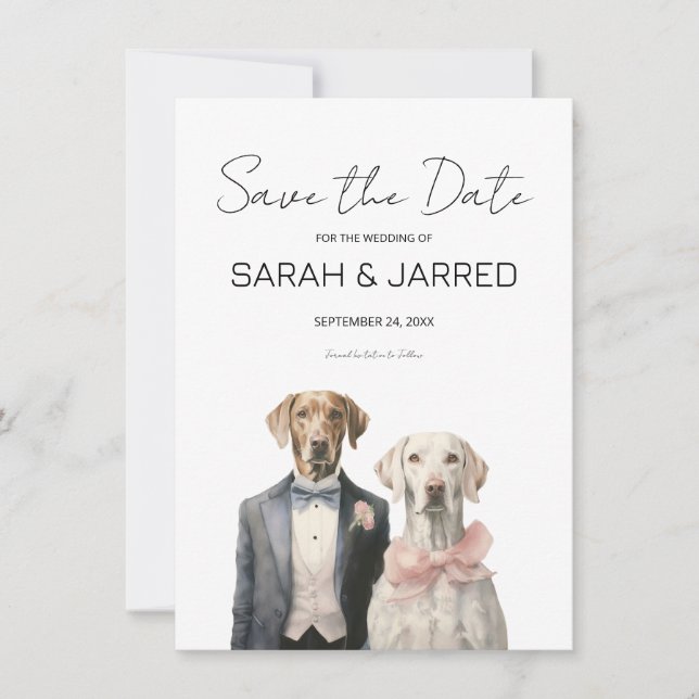 Dogs Bride & Groom Wedding Save The Date (Front)
