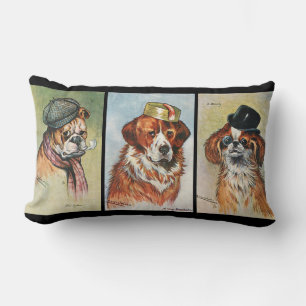 Dogs, cartoon triptych lumbar cushion