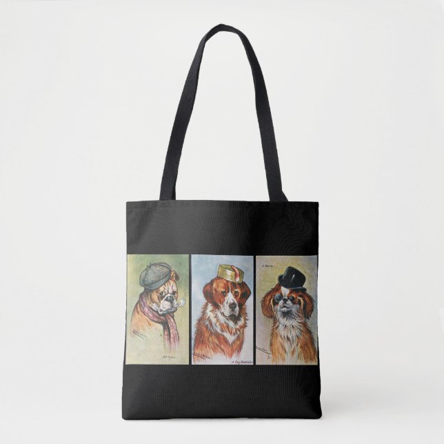 Dogs, cartoon triptych tote bag (Front)