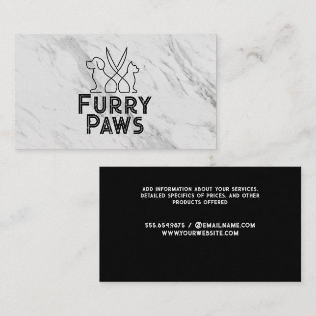 Dogs Cat Scissor Line Art | Groomers Business Card (Front/Back)