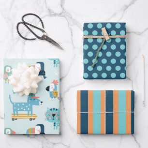 Dogs Cats Birds Wrapping Paper Set