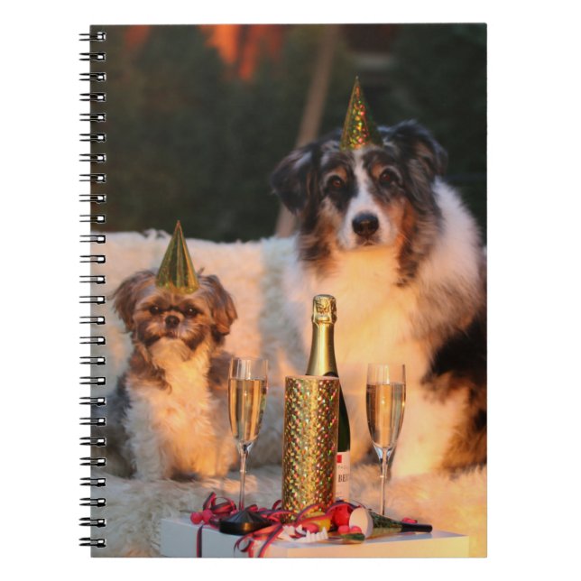 Dogs Celebrating New Year Notebook (Front)