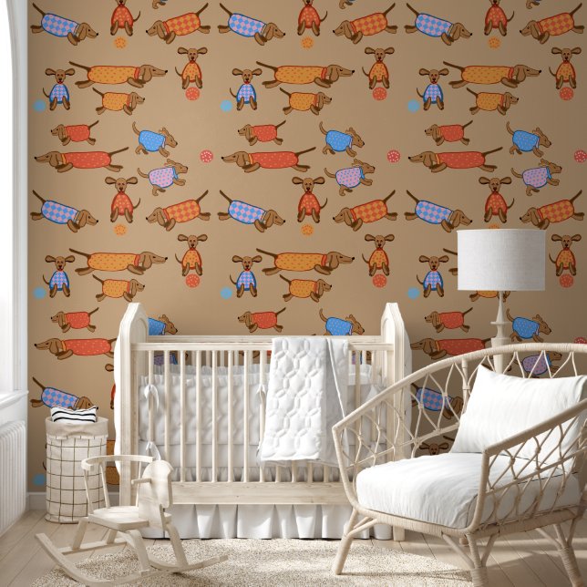 Dogs chasing balls nursery Wallpaper (Kids)