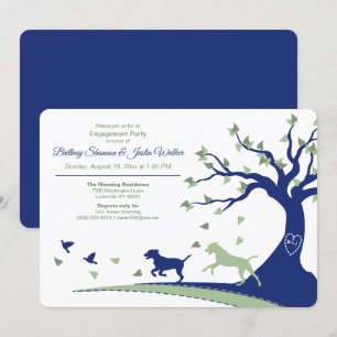 Dogs Chasing Birds Engagement Party Invitation
