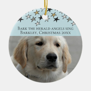 Dogs Christmas Personalised Photo Template Ceramic Tree Decoration