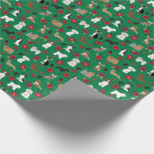 Dogs Christmas Poinsettia Gift wrap