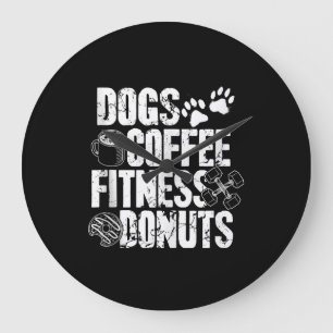 Dogs Coffee Ness Doughnuts Gym Foodie Workout Ness Large Clock