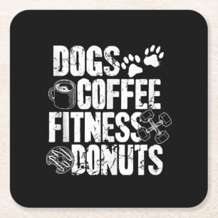 Dogs Coffee Ness Doughnuts Gym Foodie Workout Ness Square Paper Coaster