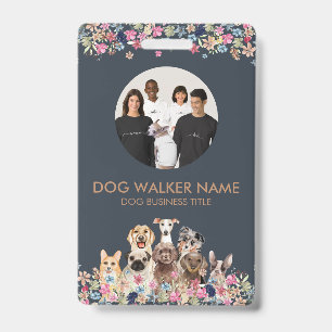 Dogs Cute Floral Photo ID Badge