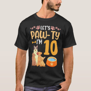 Dogs Dance Together My Birthday Let's Pawty I'm 10 T-Shirt