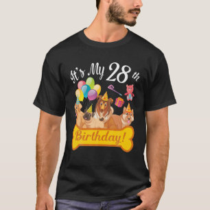 Dogs Dancing Together It's My 28Th Birthday Happy T-Shirt