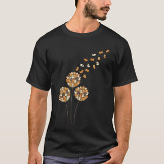 Dogs Dandelion Art Cute Dog Flower T-Shirt