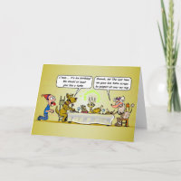 Dogs Dine While Human Begs Funny Birthday Card
