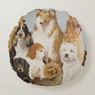 Dogs' Dinner Round Cushion