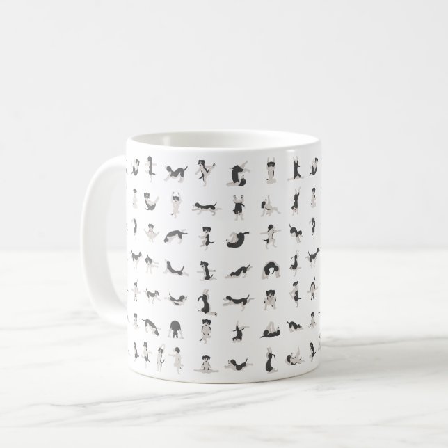 Dogs doing yoga, doggy yoga pose coffee mug (Front Left)