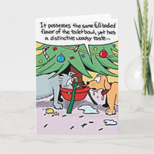 Dogs Drink Christmas Tree Water Greeting Card