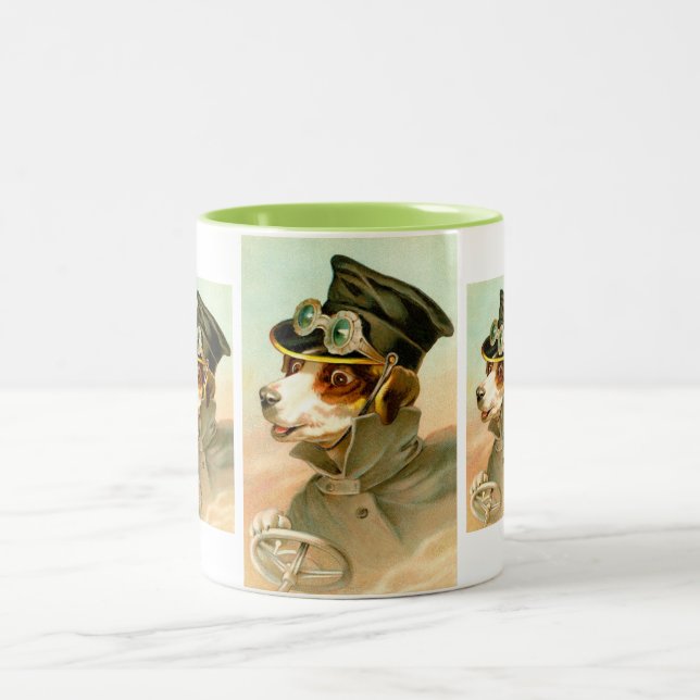 Dogs driving Two-Tone coffee mug (Center)