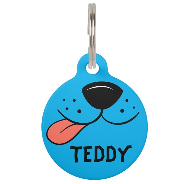 Dog's Face With Tongue Pet Tag (Front)