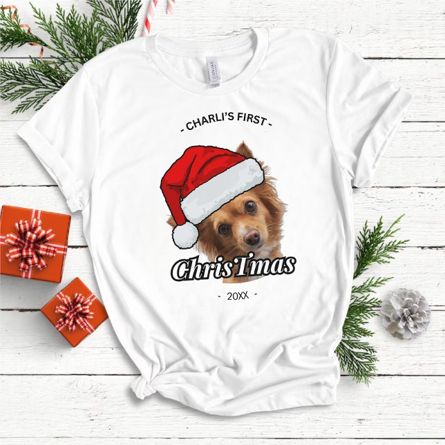 Dogs First Christmas Personalised Dog Photo  T-Shirt (Creator Uploaded)