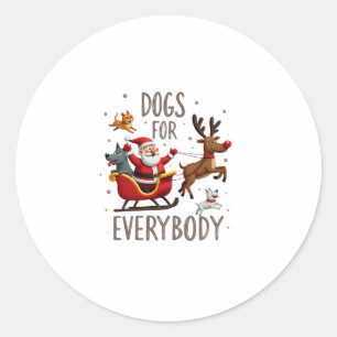 Dogs For Everybody Santa Funny Christmas Xmas (1) Classic Round Sticker