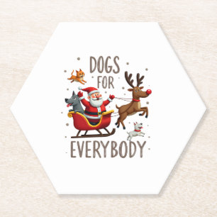 Dogs For Everybody Santa Funny Christmas Xmas (1) Paper Coaster