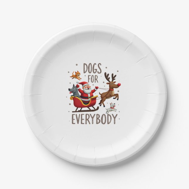 Dogs For Everybody Santa Funny Christmas Xmas (1) Paper Plate (Front)