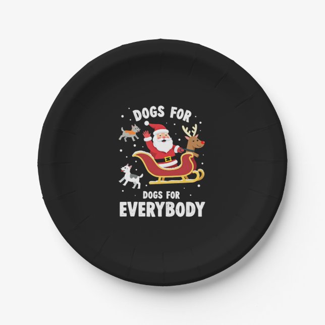 Dogs For Everybody Santa Funny Christmas Xmas (1) Paper Plate (Front)
